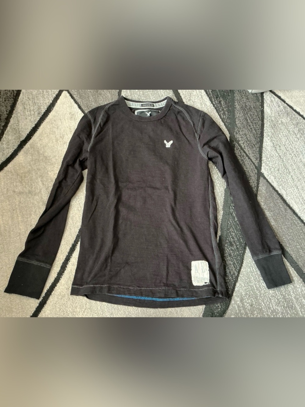 Size Small - American Eagle Vintage Long Sleeve Cotton Black Shirt Y2K